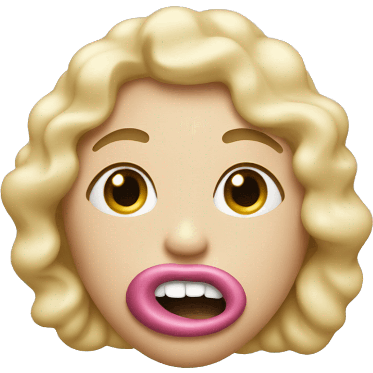 Chewing gum with a light complexion and black curls and big lips goes to bed emoji