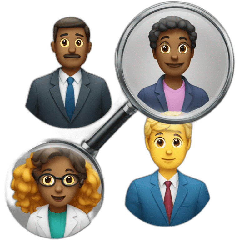 3 diverse experts and a magnifying glass emoji