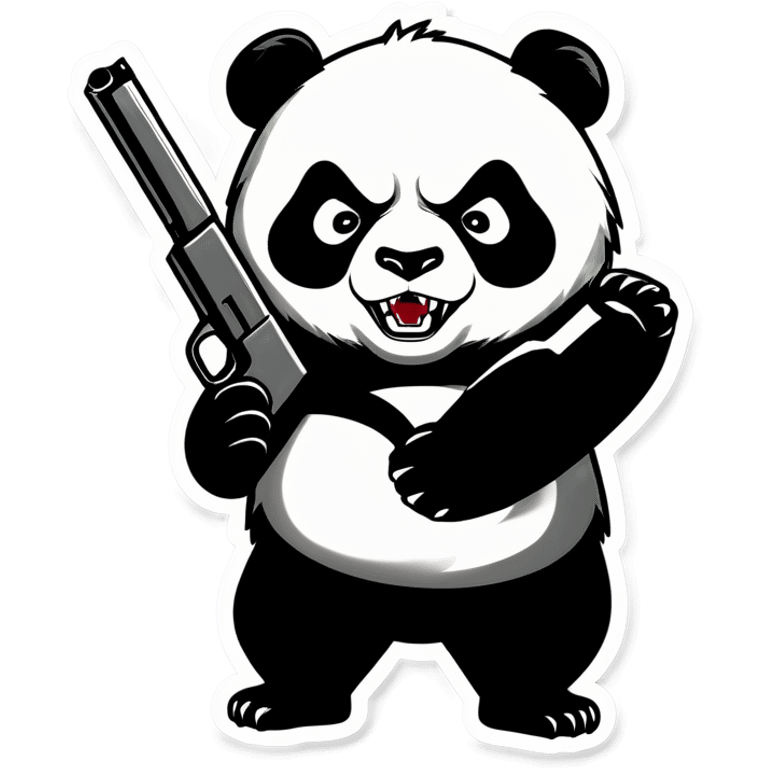 Angry Panda holding a gun emoji