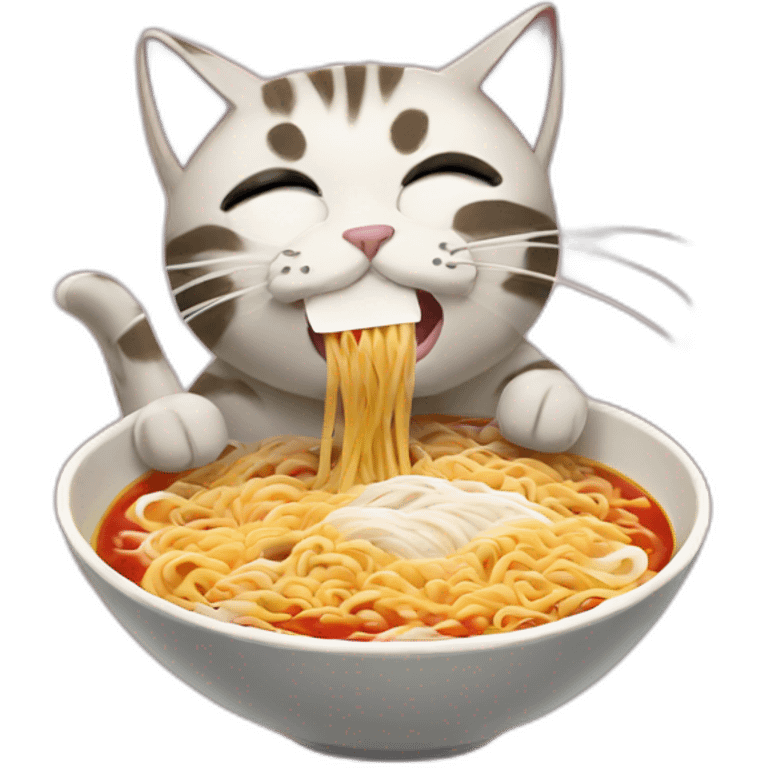 Cat eats ramen  emoji