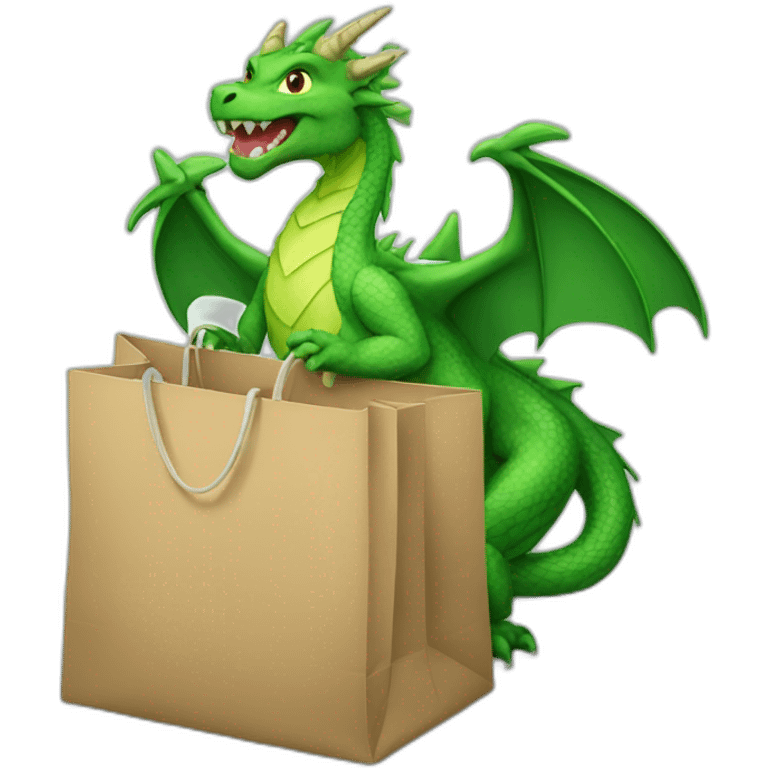 Dragon with bags emoji