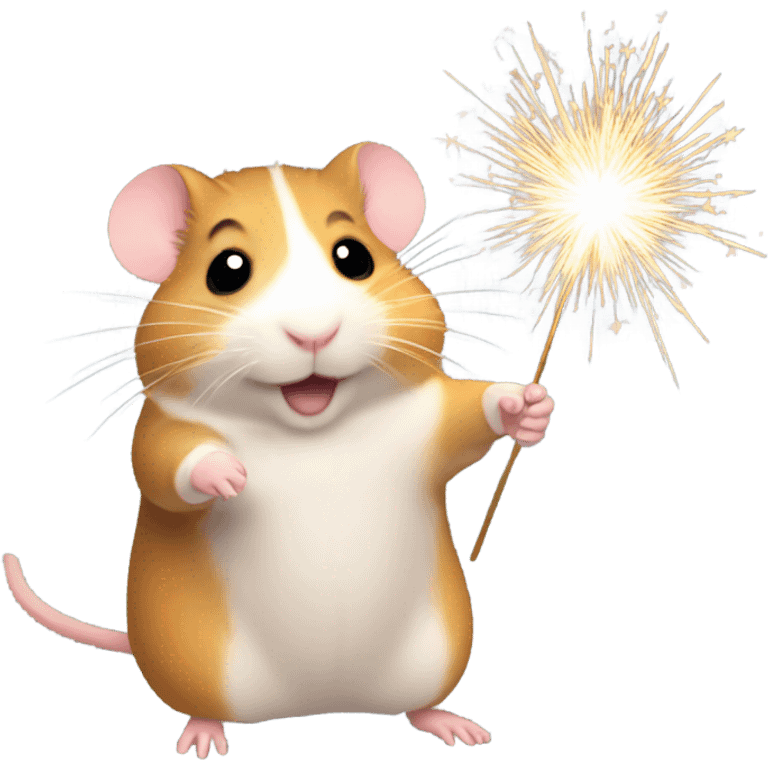 Christmas hamster with sparkler emoji