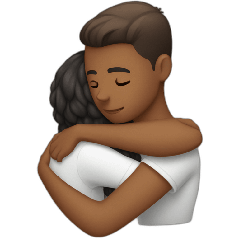 Brown girl hugging white boyfriend emoji