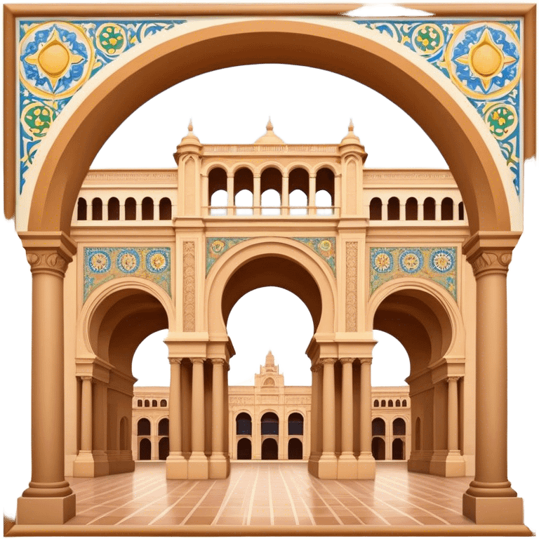 Plaza de España Landmark Emoji – Featuring its semicircular palace, grand arches, and decorative tilework. emoji