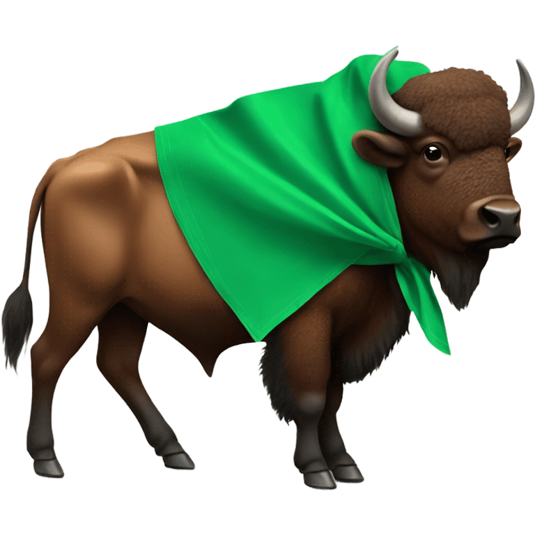 Standing Bison wearing a green bandana emoji