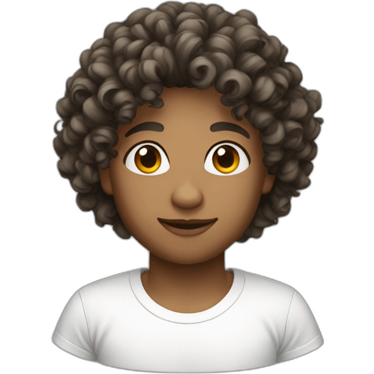 curly hair with white tshirt emoji