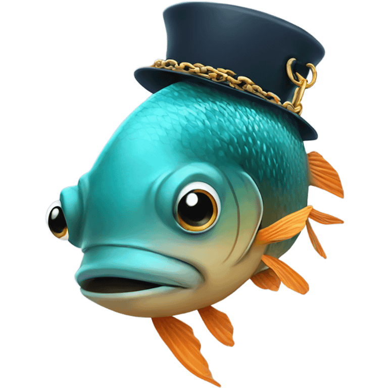 Fish wearing a chain and a hat emoji