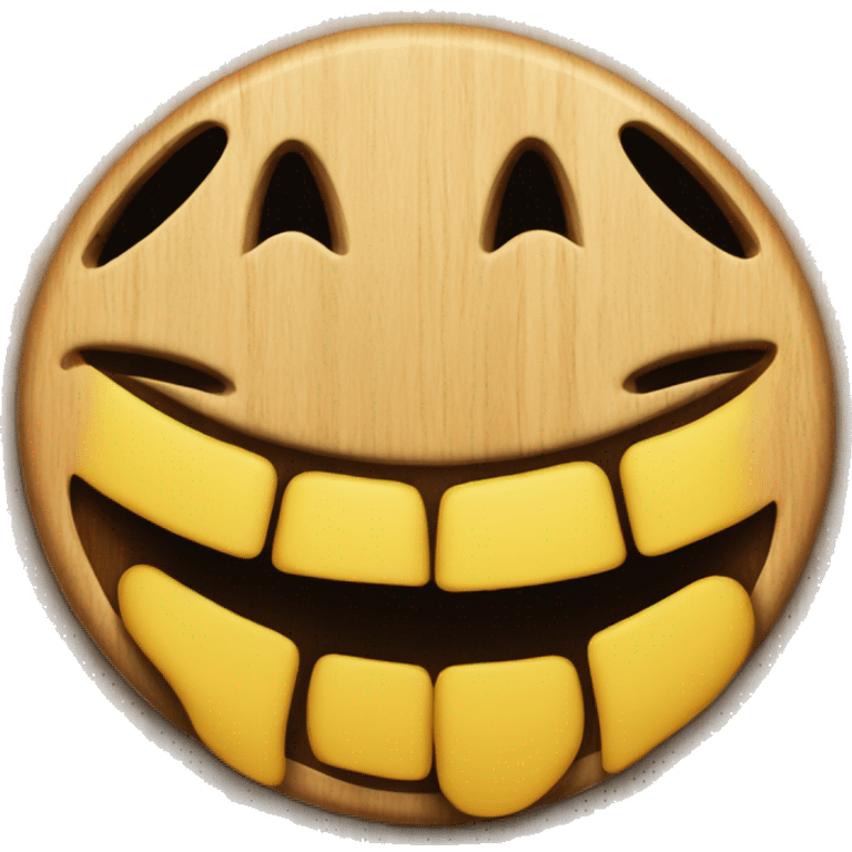 smiley biting into a wooden board emoji