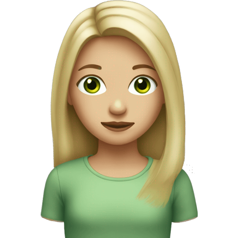 Girl with straight dirty blonde hair and green eyes  emoji