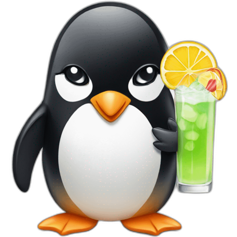 penguin drinking a cocktail emoji