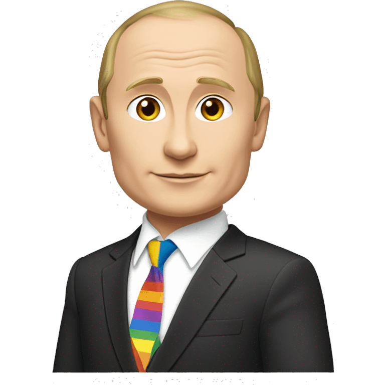 Vladimir Putin holding an LGBTQA+ flag emoji