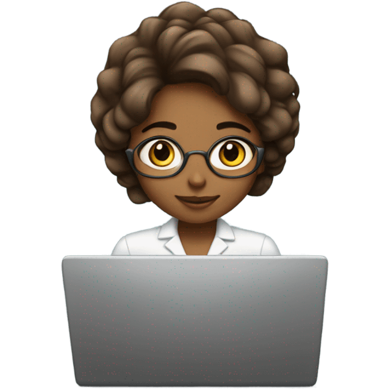 Medium hair Brown girl, computer science intern with a laptop emoji