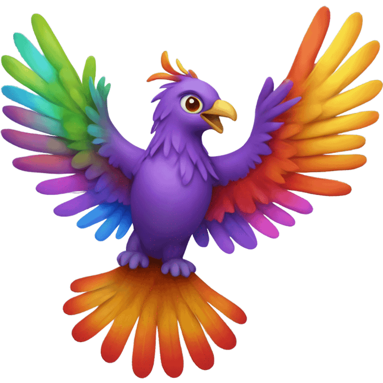 Rainbow colored Phoenix with wings spread wide emoji