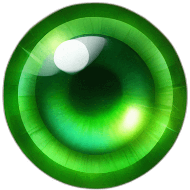 An eye with a green gemstone instead of the iris emoji