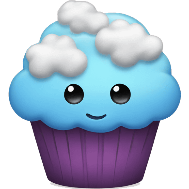 Sad cupcake with a rainy cloud as icing  emoji