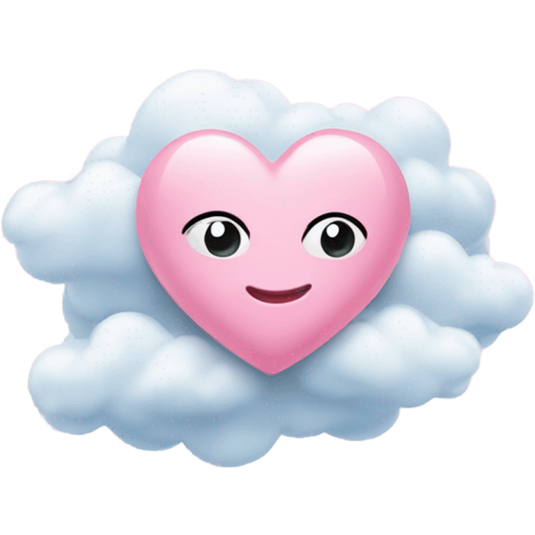 Baby pink love heart with clouds surrounding  emoji