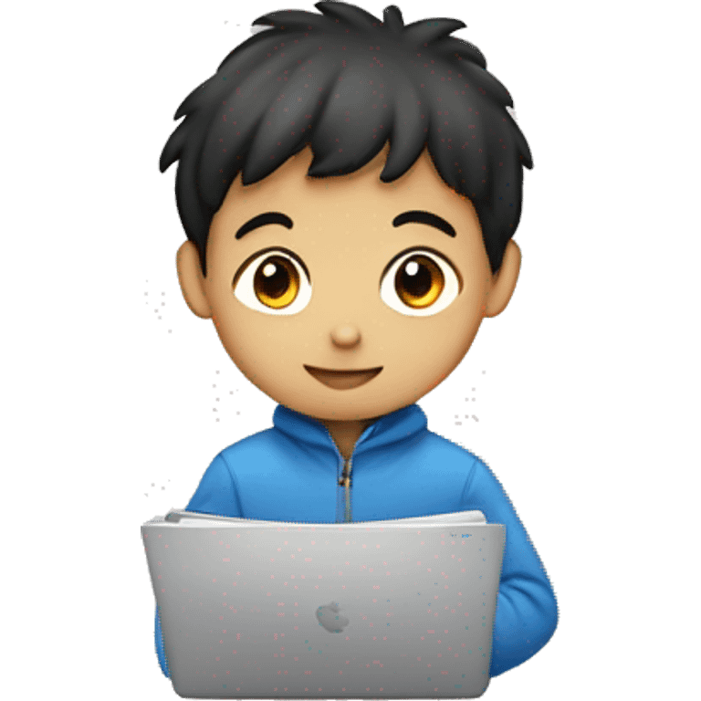 mackbook with korean boy emoji