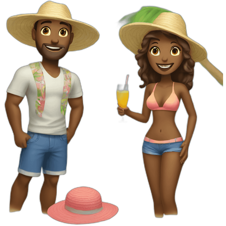 beach vacation couple emoji