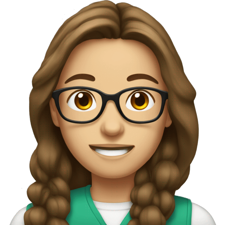 Nutricionist with glasses and brown long hair emoji