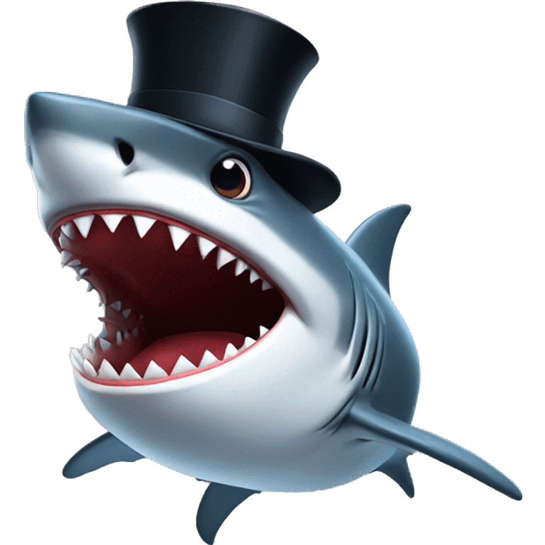 Shark with a top hat emoji