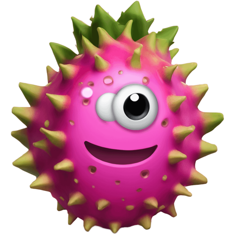 3D elegant Pitahaya with large shiny eyes 👀 one hand holds the mirror with its reflection 🪞 emoji