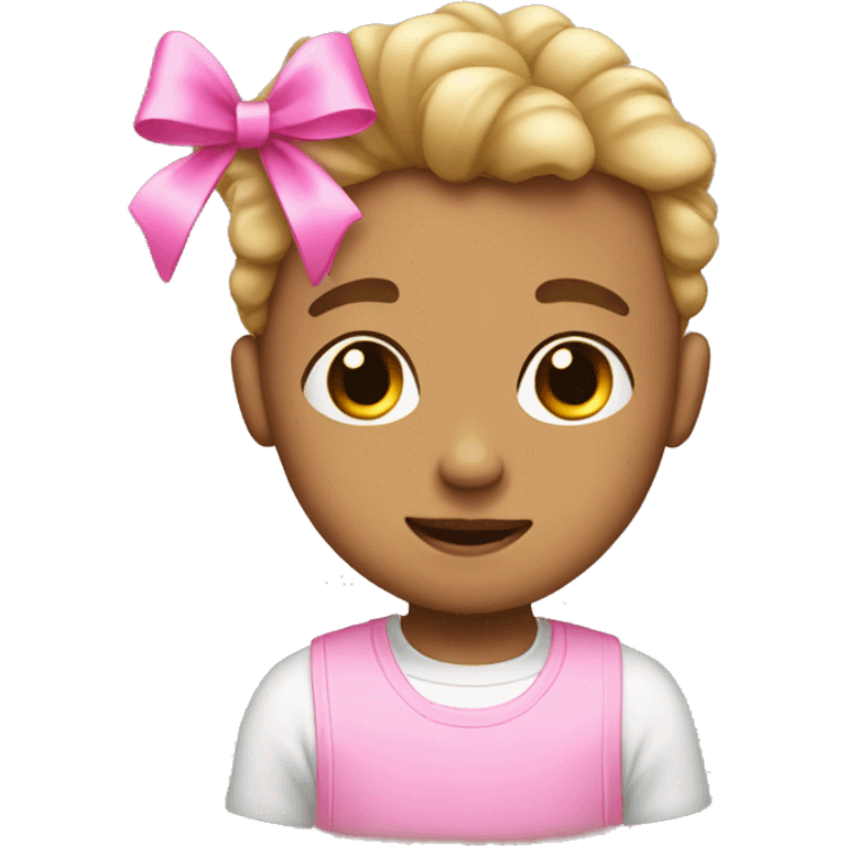 light skin boy with two pink bows on head  emoji