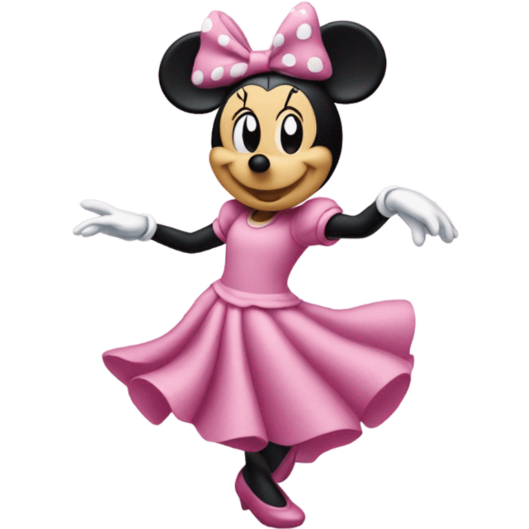 Dancing Minnie Mouse wearing pink with white skin  emoji