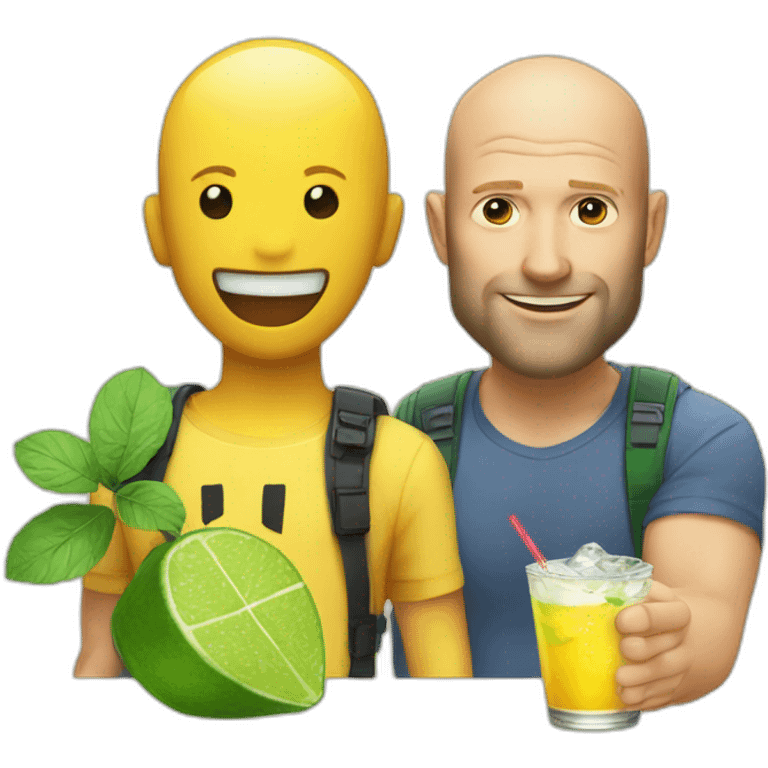 Statham with pint near pikachu with mojito emoji