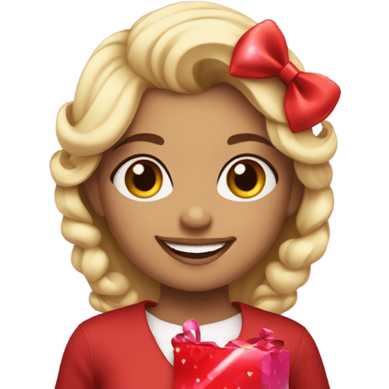 Blonde girl in valentine day emoji