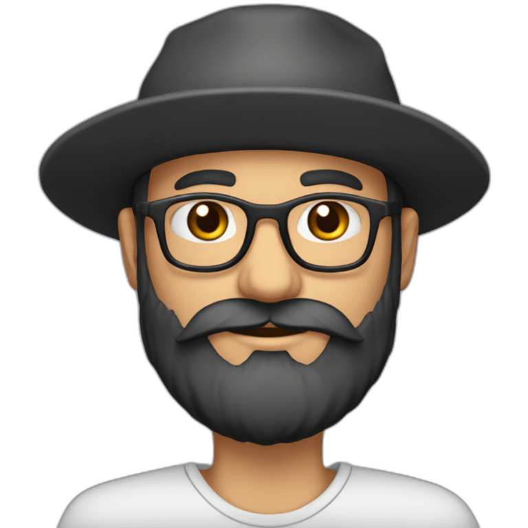 harvest european long black beard no hair glasses with hat emoji