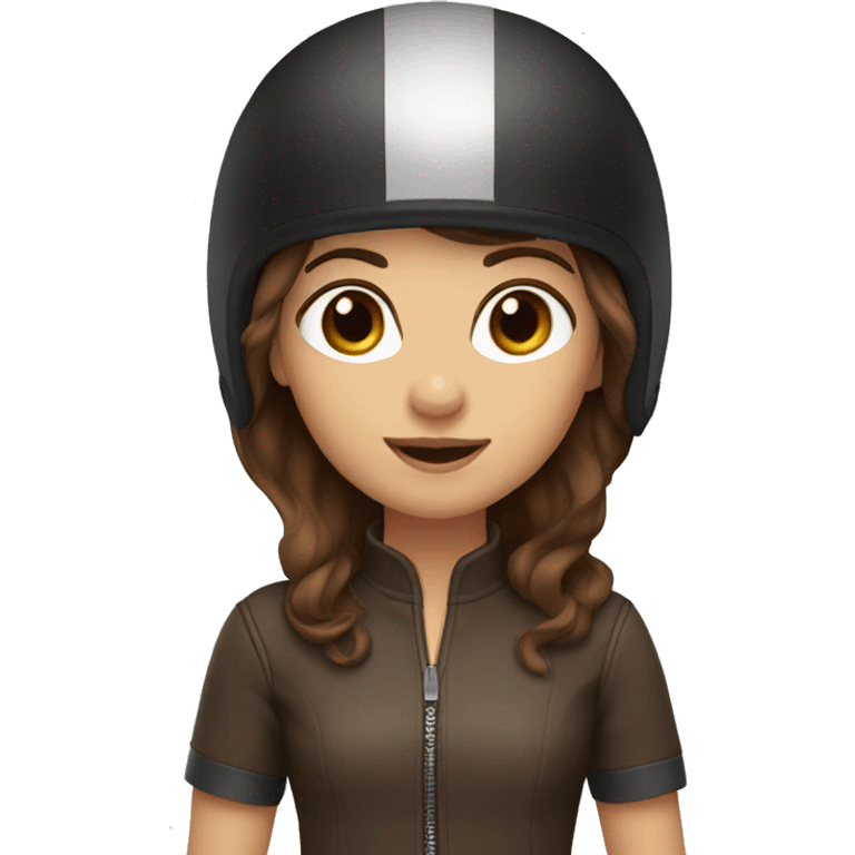 brown hair brown eyes girl with a motorcycle helmet on emoji