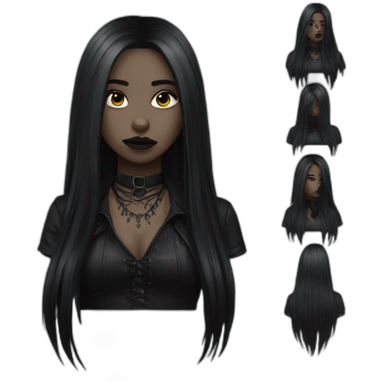 goth girl long hair emoji