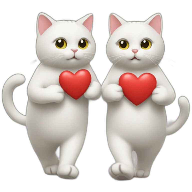 two cats walking with their tails making a loveheart emoji