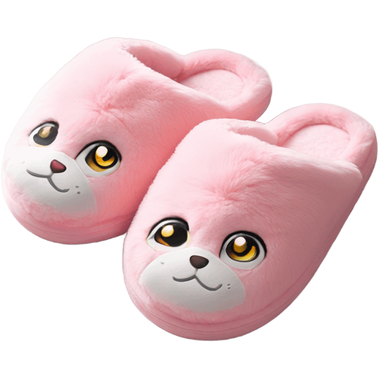 soft pink cute furry sleep slippers emoji