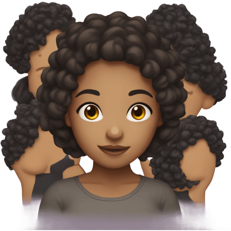 mixed girl with dark curly hair  emoji