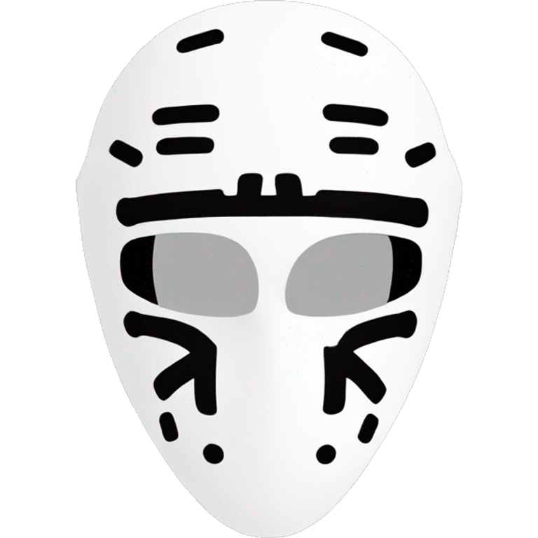 A simple and clean emoji-style illustration of a white hockey mask with minimalistic black details, inspired by Kanye West's iconic style. emoji