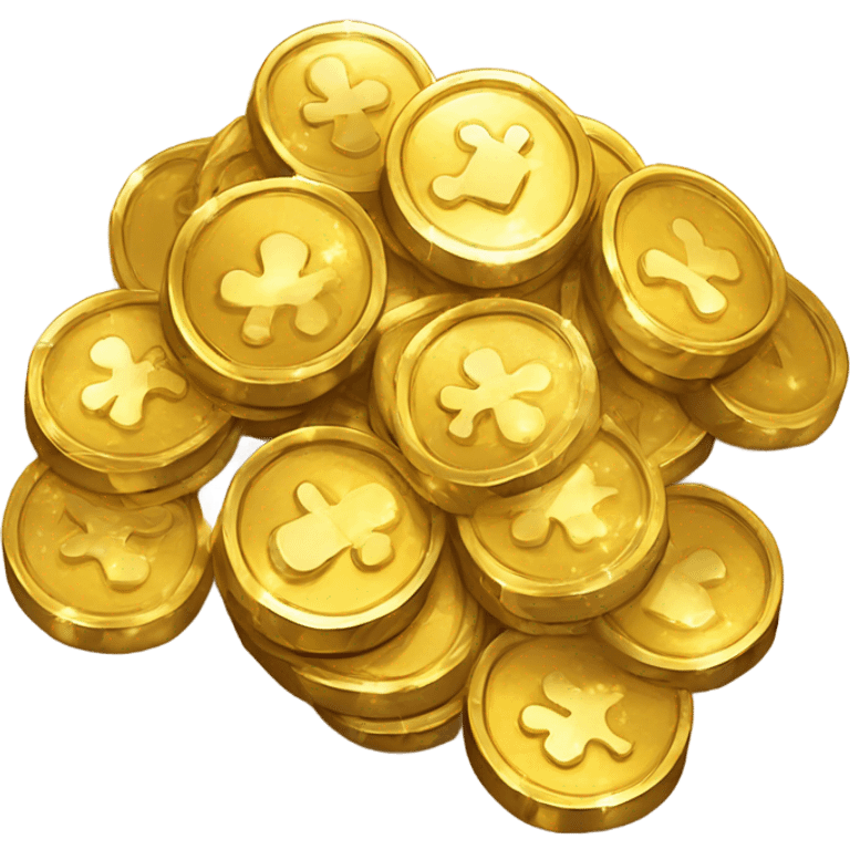 Create a shiny emoji of a pile of pirate-style gold coins, sparkling and resembling treasure, with a bold, simple design. emoji