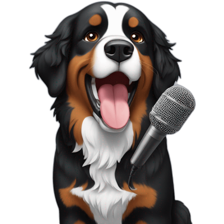 bernese mountain dog singing karaoke emoji