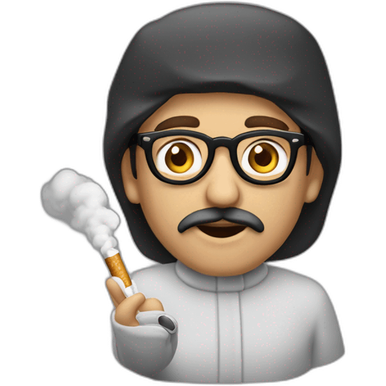 Un arabe chauve avec des petites lunettes en train de fumé un cigare emoji