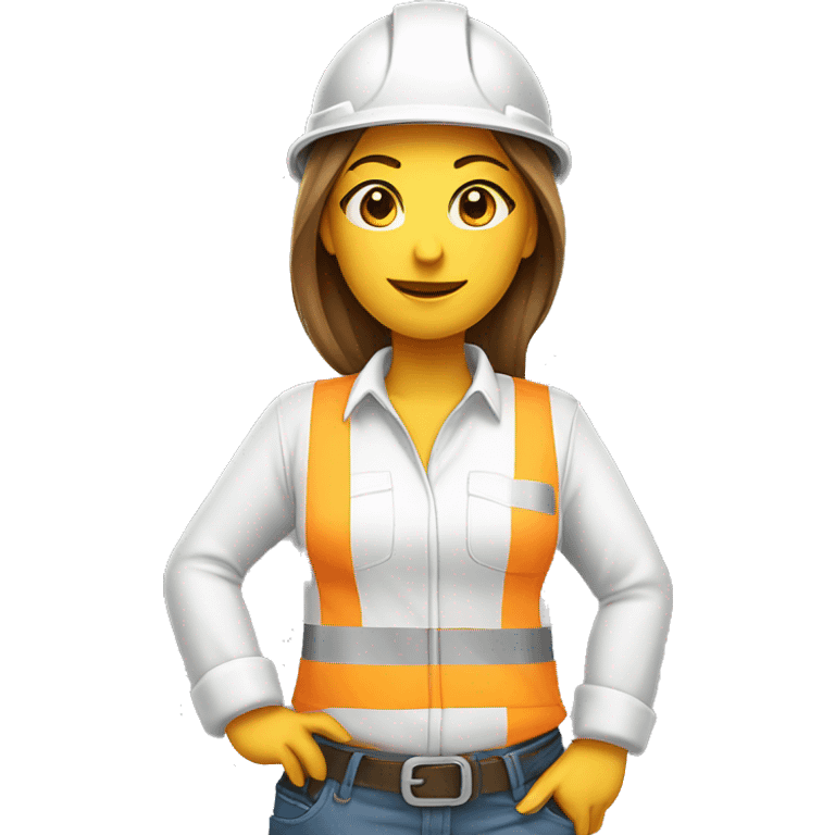 construction worker woman white clother with a pencil emoji