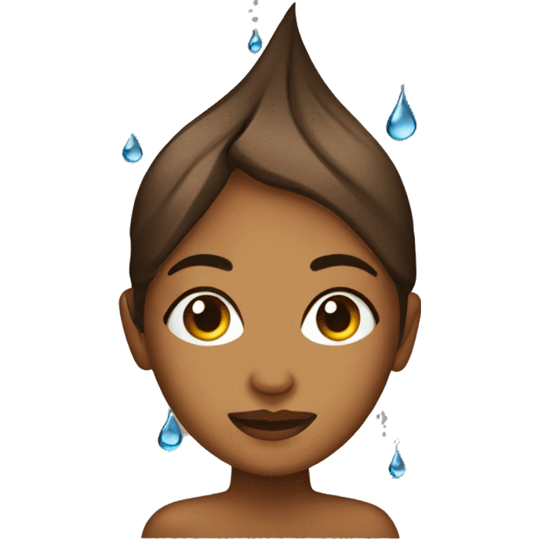 Water droplets on brown woman  emoji