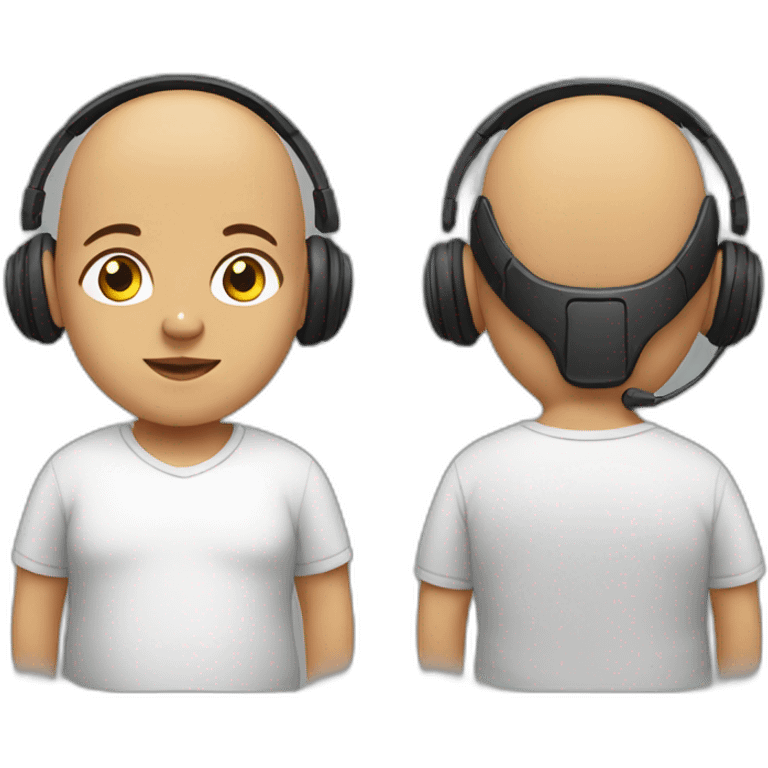 bald overweight indian child wearing headphones emoji