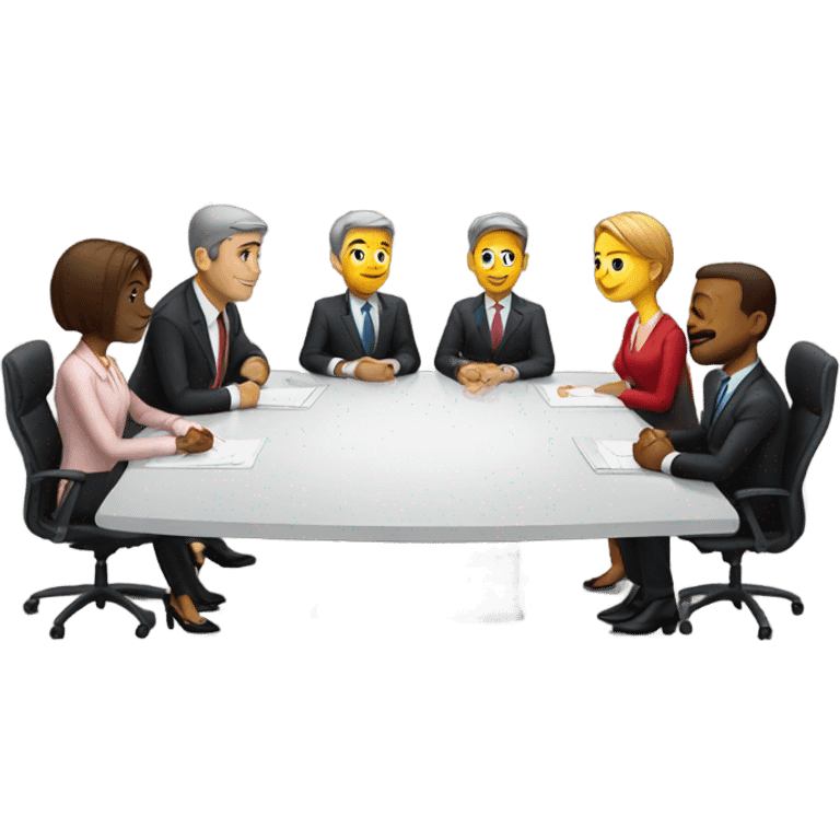 5 people business meeting sitting at a table emoji