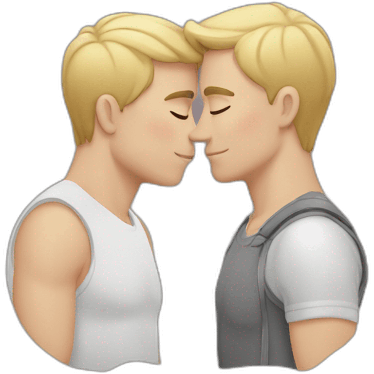 White Gay couple kissing emoji