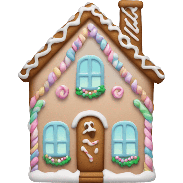 Cute pastel decorated gingerbread home emoji