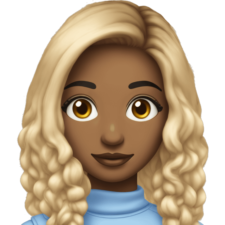 Uma mulher de olhos cor de meu morena e com iPhone 11 na mão trabalhando de social media  emoji