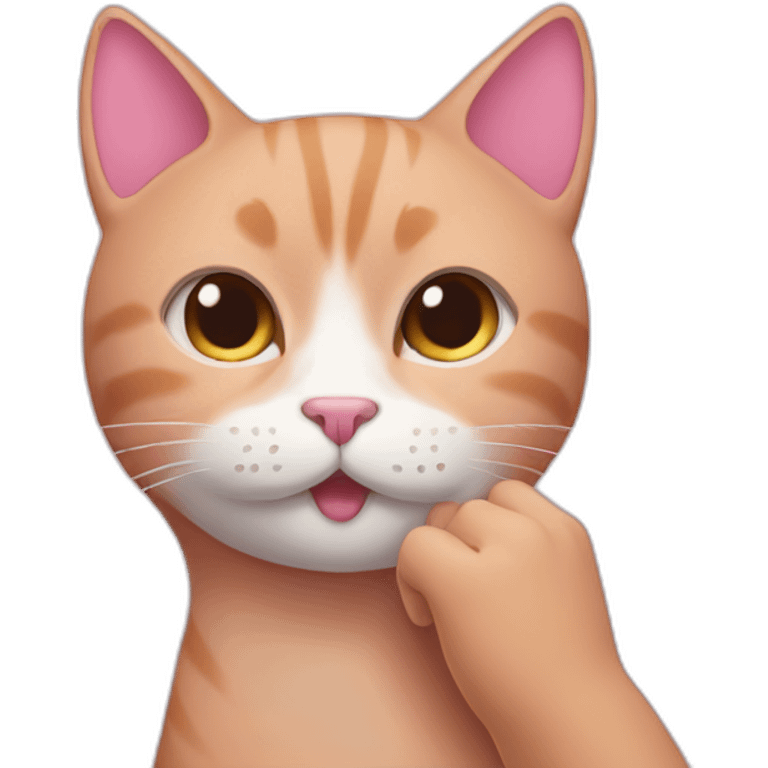 pink cat 'shush' gesture emoji