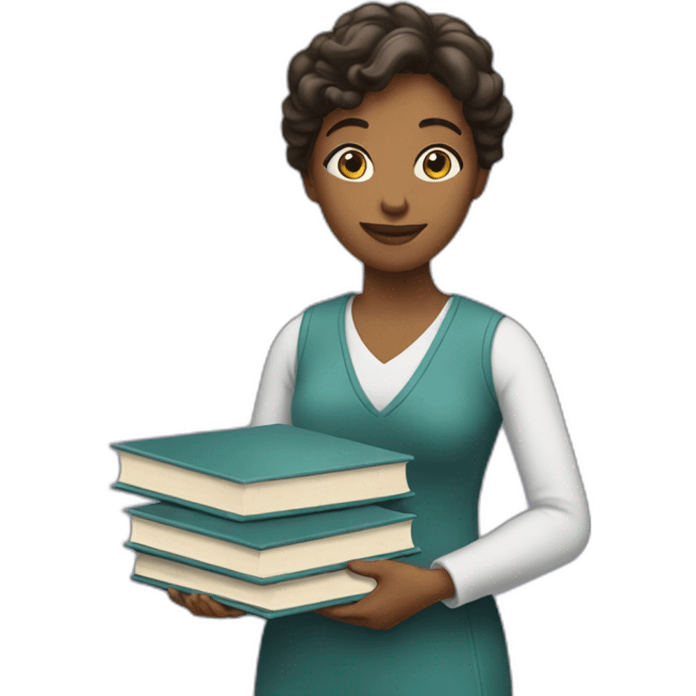 woman holding books emoji