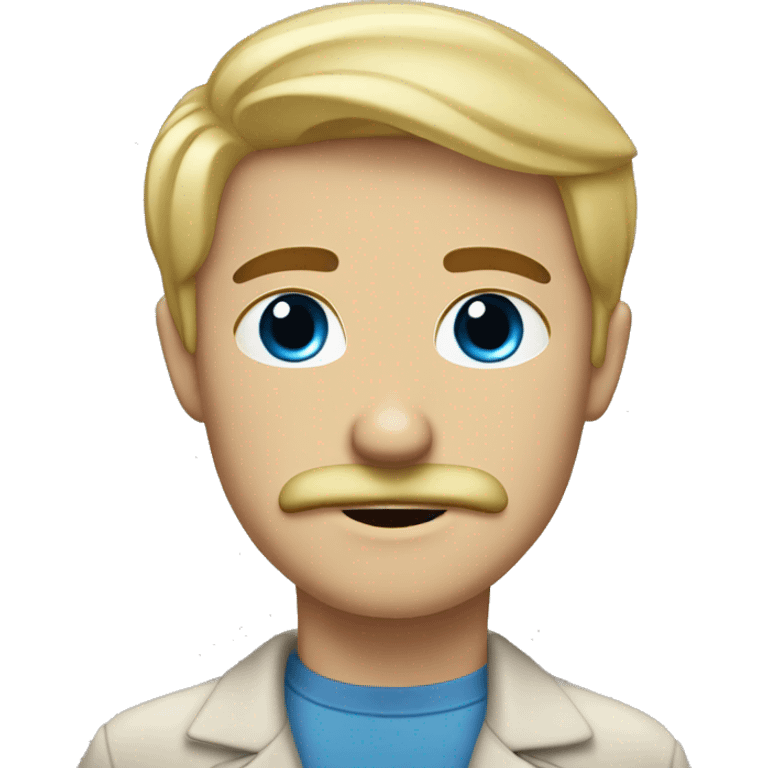 Blond blue eyes guy with moustache with brown hair brown eyes girl emoji