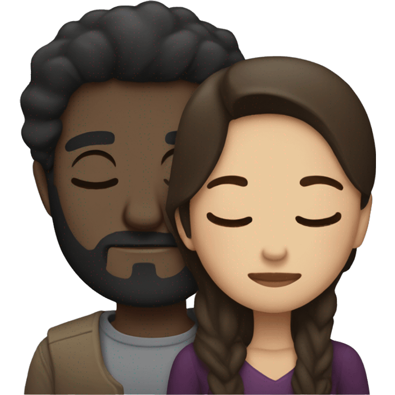 Dark man with dark beard and brunette woman asleep emoji